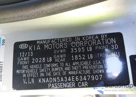 2014 Kia Rio Sx из США, поврежденный, VIN KNADN5A34E6347907